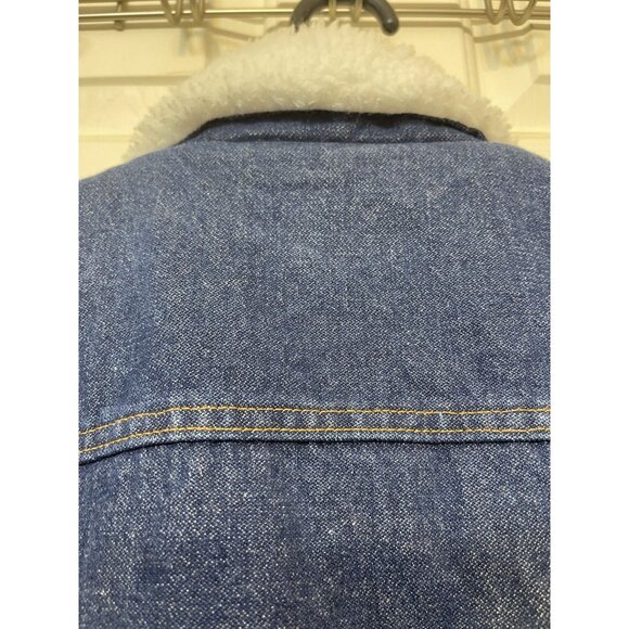 New WRANGLER Cowboy Utility Blue Sherpa Lined Denim Western Vest Men's Size XL - Picture 6 of 15